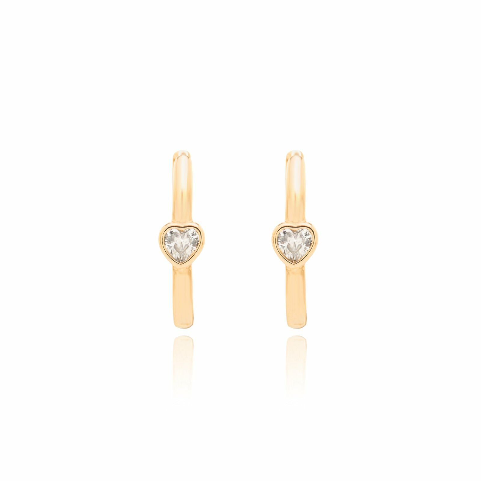 Brinco Argola com Mini Coração de Zircônias Brancas