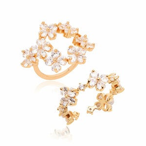 Kit com Dois Anéis Banho Ouro 18k e Zircônias