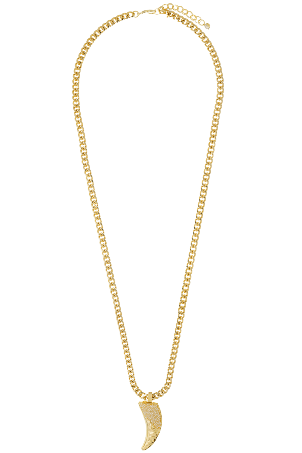 Colar Longo Dente Pérola Dourado