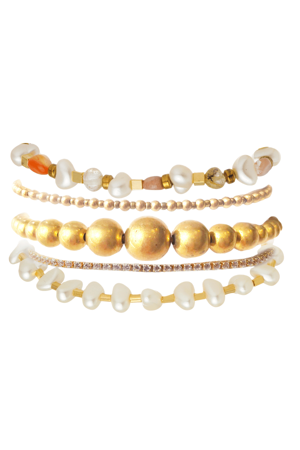 Pulseiras Pérola Boho Dourado