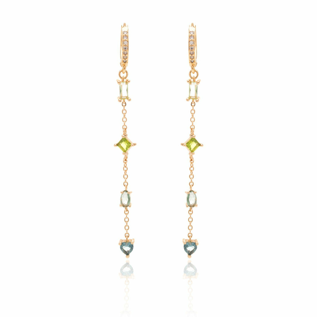 Brinco Cristais Banho de Ouro 18k
