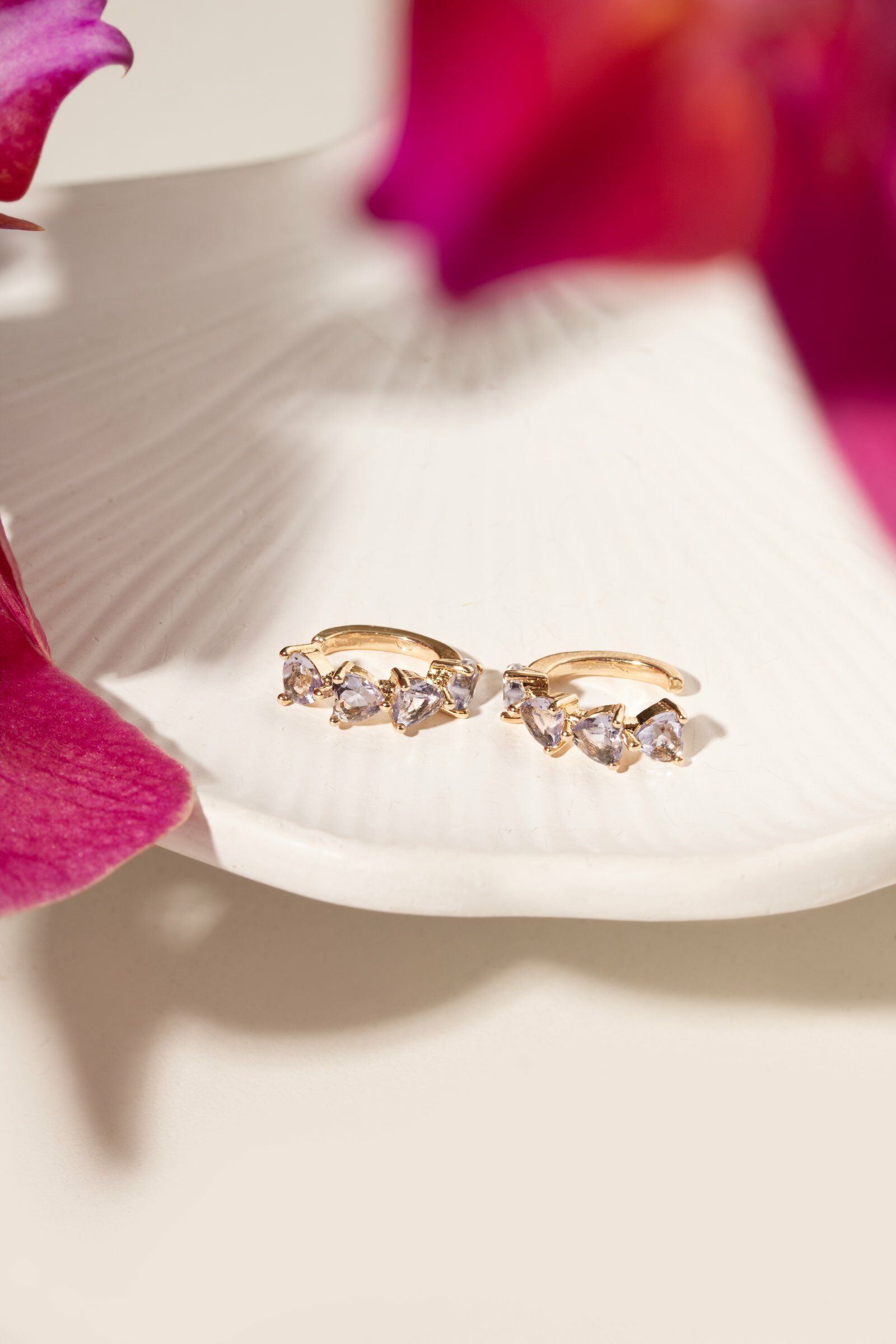 Piercing Fake Corações com Cristal Tanzanita