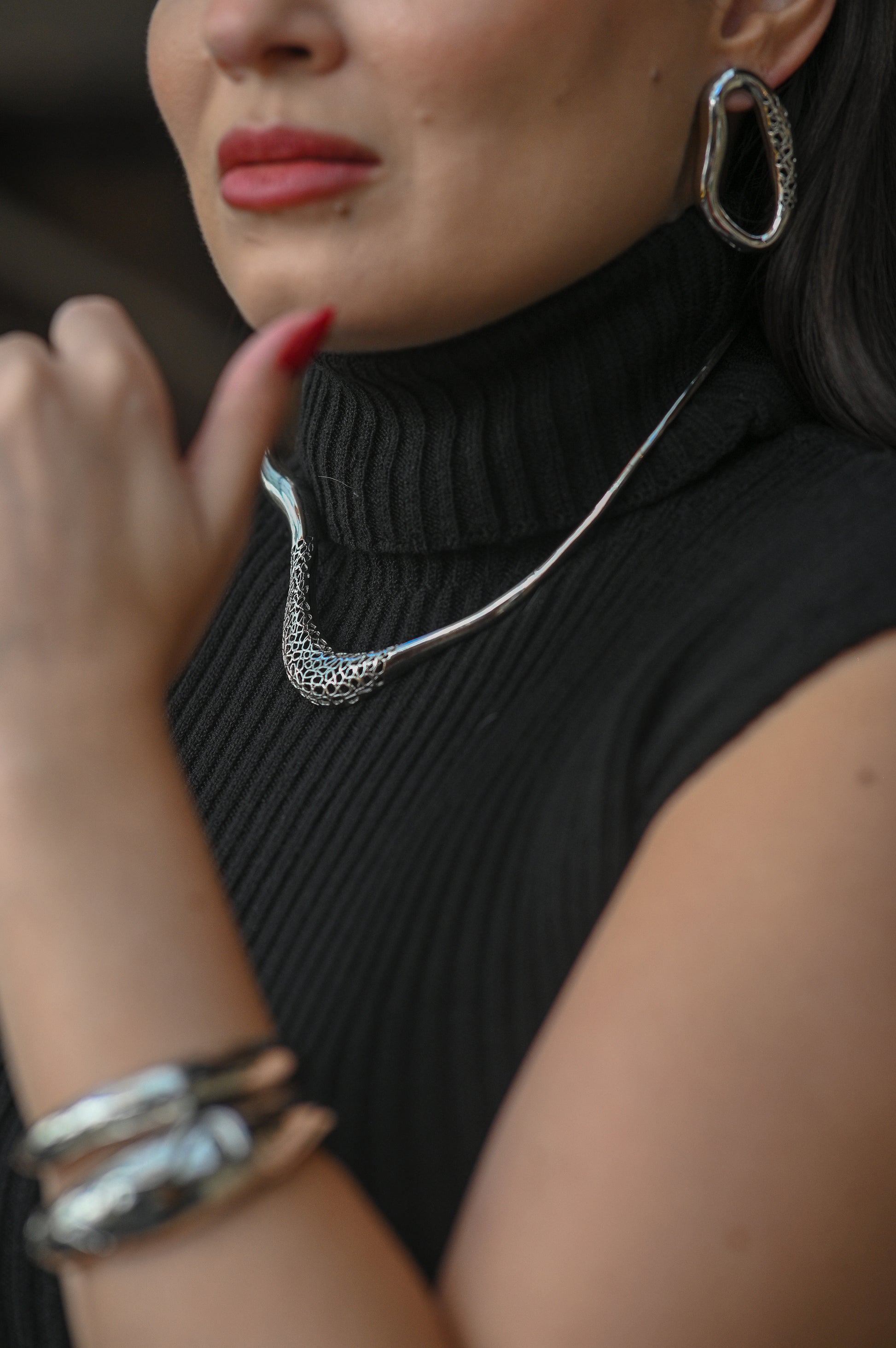 Chocker Aro Alma Em Ródio Branco