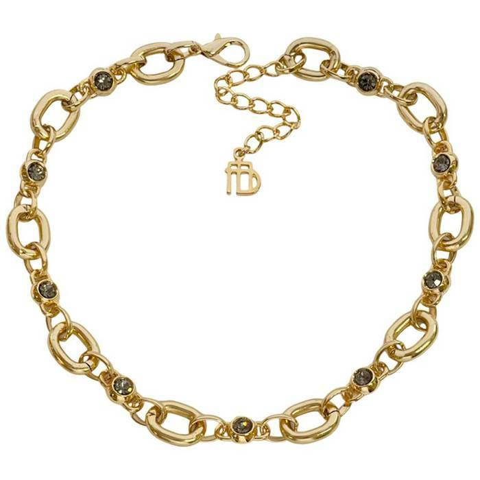 Colar Elos Dourado com Cristais Black Diamond