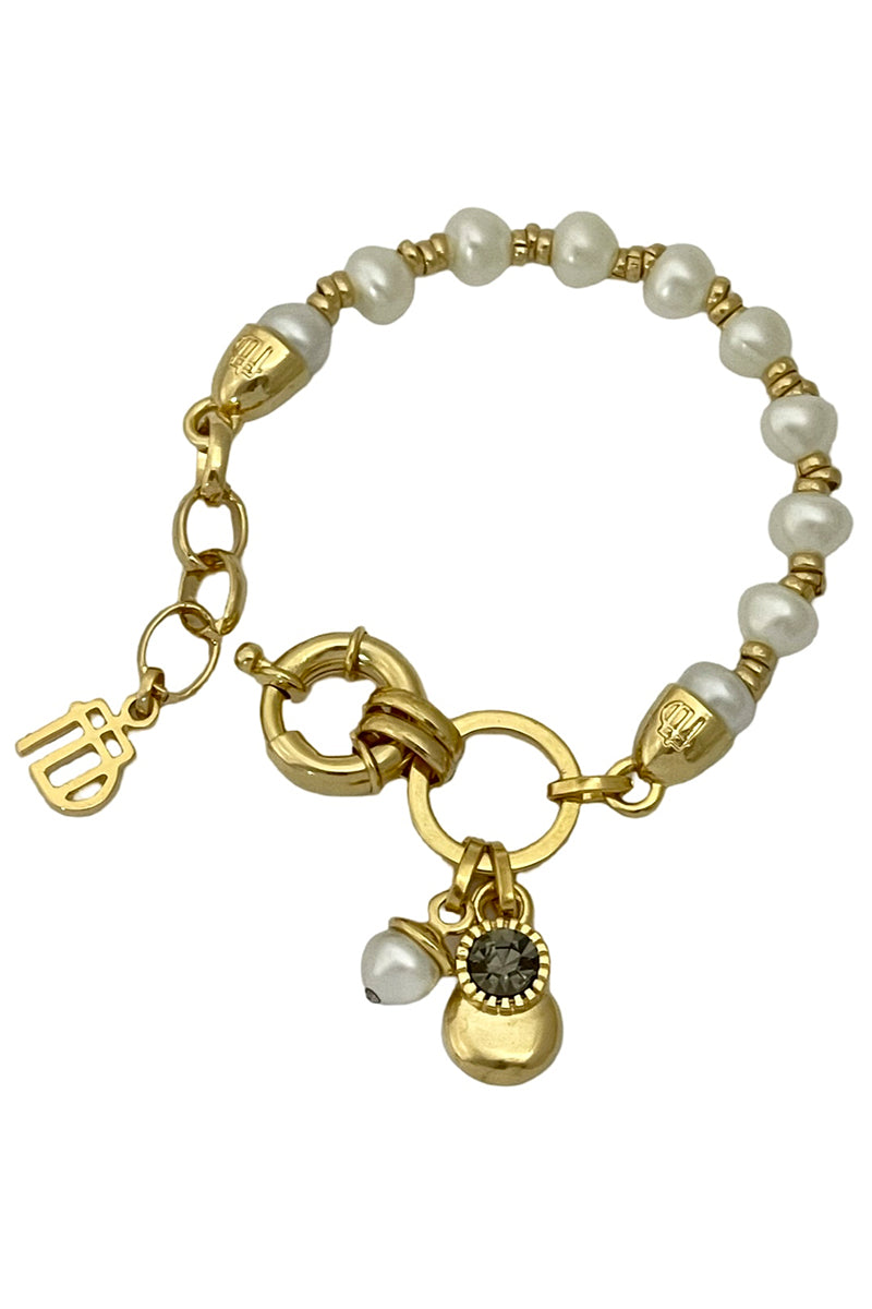 Pulseira Dourada e Pérolas