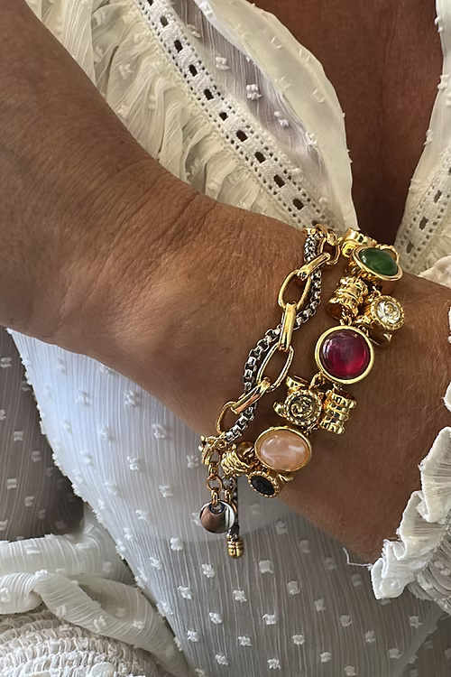Pulseira Elos Cordão Prata Dourado